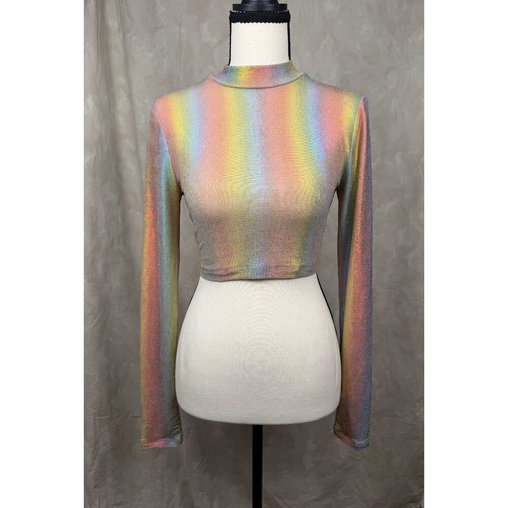 Mermaidcore Iridescent Crop Top‎ Women’s S Festival Rave Y2K Fairy